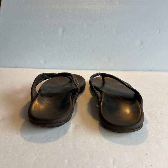 OLUKAI Sz 9 Mea Ola Beach Sandals Premium Leather Flip-Flop Slides - Picture 8 of 9